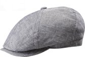 Stetson linnen zomerpet flatcap visgraat motief kleur grijs UPF 40+ maat L 59 centimeter