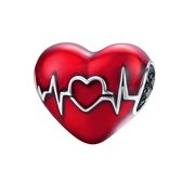 hart red heartbeat bedel | heart love bead | Zilverana | geschikt voor alle bekende merken | 925 zilver | moederdag
