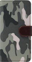 ADEL Kunstleren Book Case Pasjes Portemonnee Hoesje voor Samsung Galaxy J7 (2016) - Camouflage Grijs
