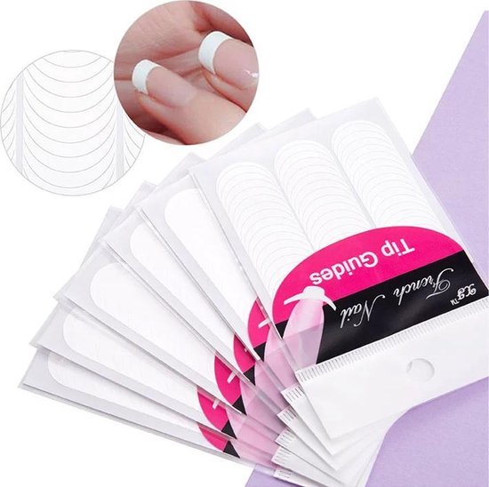 Voordeelpak french manicure tip guides nagel stickers – 5 x 48 stuks –  nail art – kunstnagels – acryl & gel – nagelstickers voor nagellak gellak