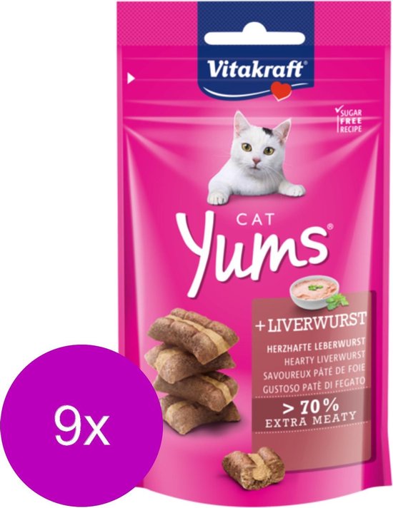 Snack Per Gatti Vitakraft Liquid Snack - Manzo Con Inulina, 11 Confezioni Da 90g
