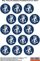 Pictogram sticker 75 stuks M035 - Verlaat het sleepspoor onmiddelijk bij een val - 50 x 50 mm - 15 stickers op 1 vel