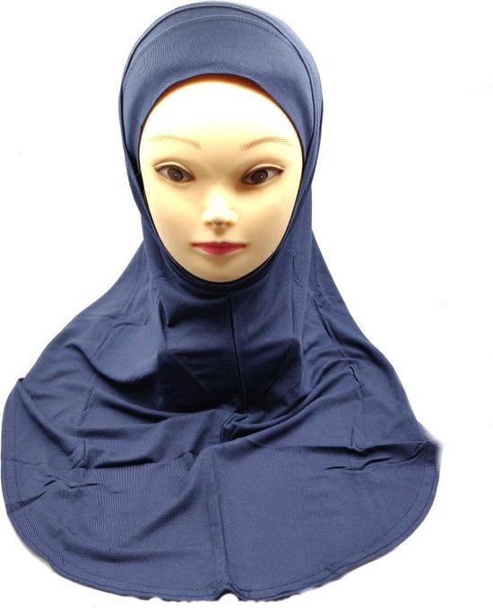 Zachte hoofddoek, blauwe hijab ( onderkapje+ hijab)