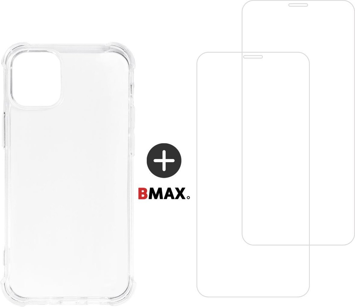 BMAX Telefoonhoesje geschikt voor iPhone 12 Pro - TPU softcase hoesje transparant - met 2 screenprotectors