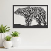 Wanddecoratie - Beer Uit Takken En Bomen - Dieren - Hout - Wall Art - Muurdecoratie - Woonkamer - Zwart - 44 x 29 cm