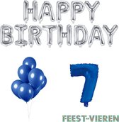 7 jaar Verjaardag Versiering Ballon Pakket Blauw & Zilver