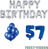57 jaar Verjaardag Versiering Ballon Pakket Blauw & Zilver