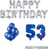 53 jaar Verjaardag Versiering Ballon Pakket Blauw & Zilver