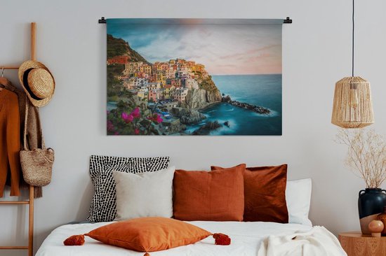 Tapisserie Italie - Maisons le long d'une falaise en Italie Tapisserie coton 150x100 cm - Tapisserie avec photo