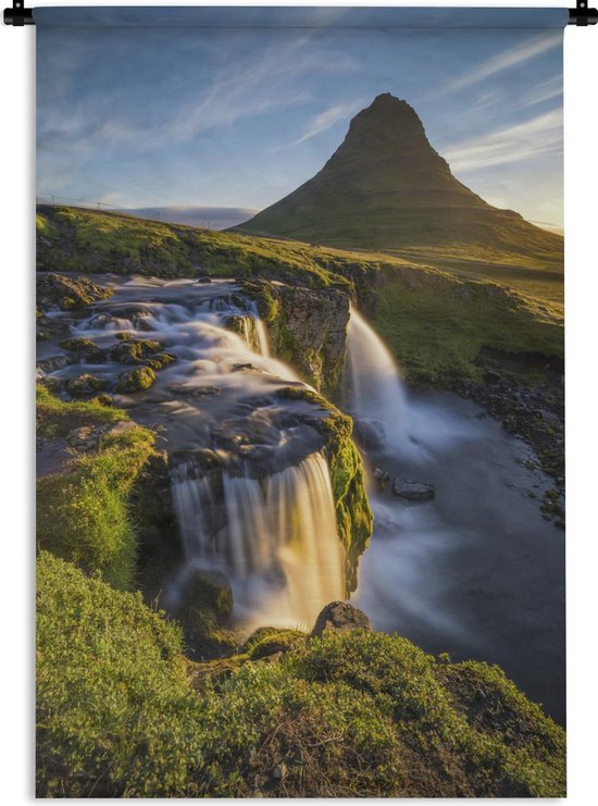 Foto: Wandkleed ijsland kirkjufell vulkana in ijsland wandkleed katoen 90x135 cm wandtapijt met foto