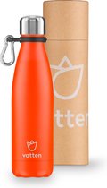 Vatten® Premium RVS Thermosfles - 500 ml - Mat Oranje - Waterfles met Rietje