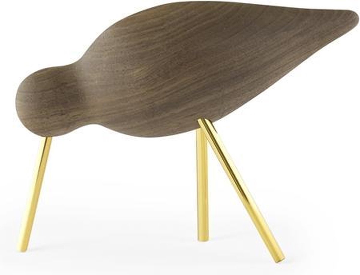 Shorebird Vogel Decoratie Medium Walnoot Messing