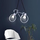 Elegante hanglamp in Fietsdesign. - fitting voor E27 - hoogwaardig ijzer - 62x36cm - vintage - wit