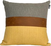 KUSzzz Allure Stripe - Sierkussen - 48 x 48 cm - Grijs Geel Bruin