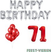 71 jaar Verjaardag Versiering Ballon Pakket Rood & Zilver