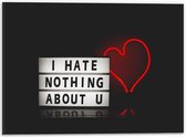 Dibond - ''I Hate Nothing About U'' Letterbox met Hart - 40x30cm Foto op Aluminium (Wanddecoratie van metaal)