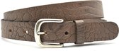 Unleaded 3cm riem - jeansriem - taupe - kroko print - 100% nerfleder - maat 85 totale lengte 100cm