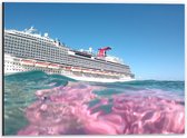 Dibond - Uitzicht op Cruiseschip vanuit de Zee - 40x30cm Foto op Aluminium (Met Ophangsysteem)