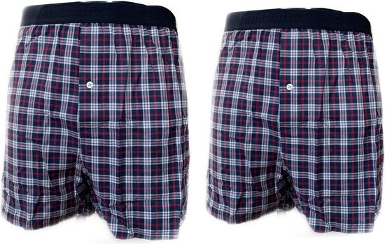 Embrator 2-stuks mannen Boxershort geruit blauw/wit/rood XXL