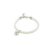 Silventi 910471363 Zilveren Armband - Lerenarmband - Kinderarmband - Verstelbare sluiting - Wit - Zirkonia - 18,5+3 cm - Rhodium - Zilver