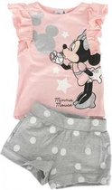 Disney Minnie Mouse 2-delige set - met zilverkleurige  glitterprint - roze/grijs - maat 98 (3 jaar)