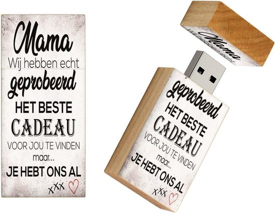 Helemaal droog pols Aankondiging Hout rechthoek usb stick 64gb moederdag cadeautjes model 1034 – beste mama,  cadeau... | bol.com