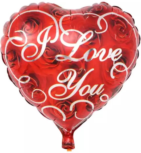 Rode I Love you folie ballonnen 1 + 1 gratis, Valentijnsdag, liefde