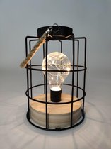 Led lamp hout rond - Lamp - Huis - Inrichting - Industrieel - LED light - Zwart design