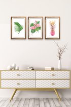 Hout Poster Plant Pelikan En Ananas