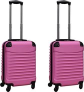 Kofferset 2 delige ABS handbagage koffers - met cijferslot - 39 liter - licht roze