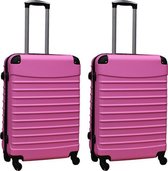Travelerz kofferset 2 delige ABS groot - met cijferslot - 69 liter - licht roze
