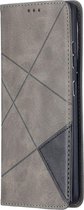 Samsung Galaxy S21 Ultra Hoesje - Mobigear - Rhombus Slim Serie - Kunstlederen Bookcase - Grijs - Hoesje Geschikt Voor Samsung Galaxy S21 Ultra