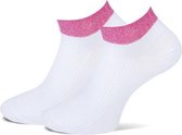 Marcmarcs Dames Sneakersokje | 2-Pack | Moscow Wit | Pink Fuchsia