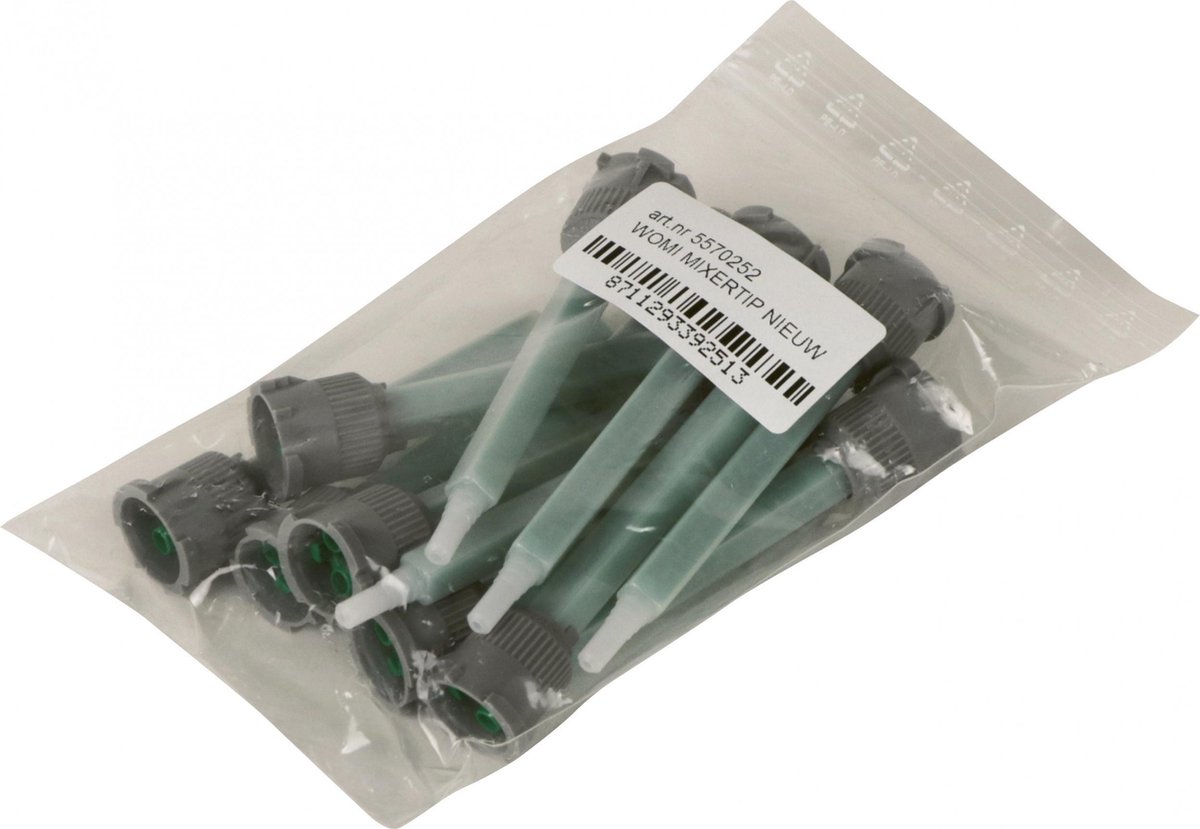 Womi Mixertips W252 – 12 stuks – Transparant/Groen – Perfecte 2K-Menging – Compatibel met Womi Mixergun