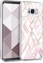 kwmobile telefoonhoesje voor Samsung Galaxy S8 - Hoesje voor smartphone in roségoud / wit / oudroze - Glory Mix Gekleurd Marmer design