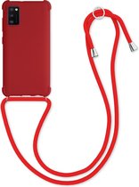kwmobile hoesje voor Samsung Galaxy A41 - beschermhoes van siliconen met hangkoord - rood