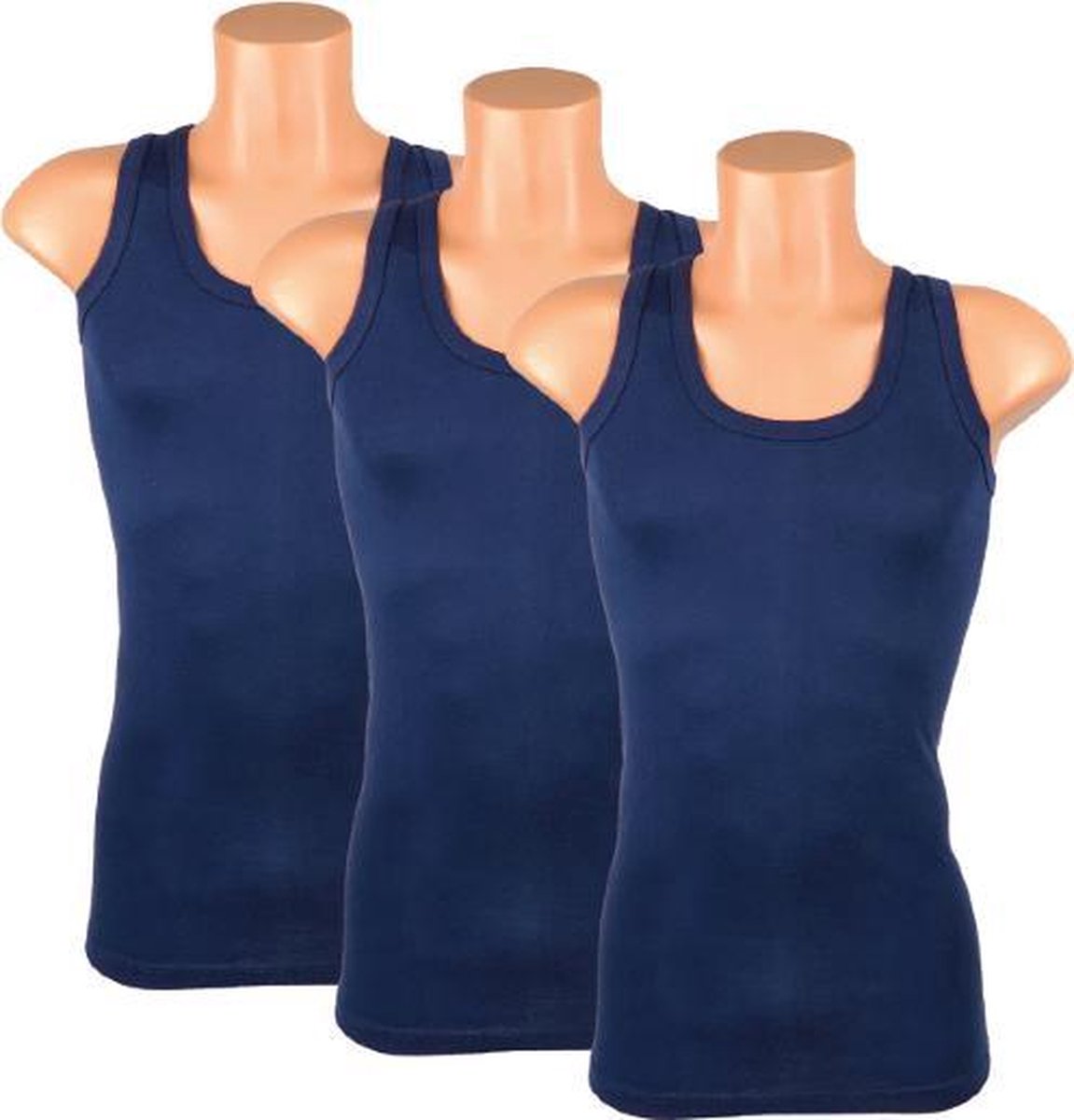 3 stuks Bonanza hemd - Regular - 100% katoen - Donkerblauw - Maat S