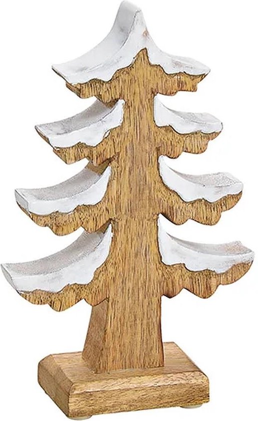 Kerst - Kerstdecoratie - Kerstdagen - Decoratieve dennenboom van hout, 19 cm