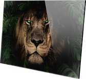 Top Media Groep - Schilderij - Leeuw In De Jungle Green Lion Natuur - Multicolor - 60 X 90 Cm