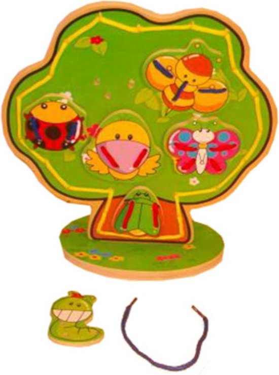 Afbeelding van het spel Playwood Rijg Boom met 6 insect figuren