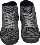 Schoenen half hoog panterprint met voering INGE - Grijs/ Zwart - Maat 36