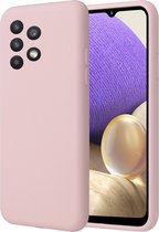 Samsung Galaxy A32 5G Hoesje - Matte Back Cover Microvezel Siliconen Case Hoes Roze