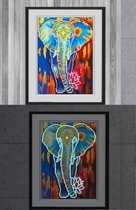 Mona Lisa diamond painting compleet pakket glow in the dark 35x25cm: Olifant blauw