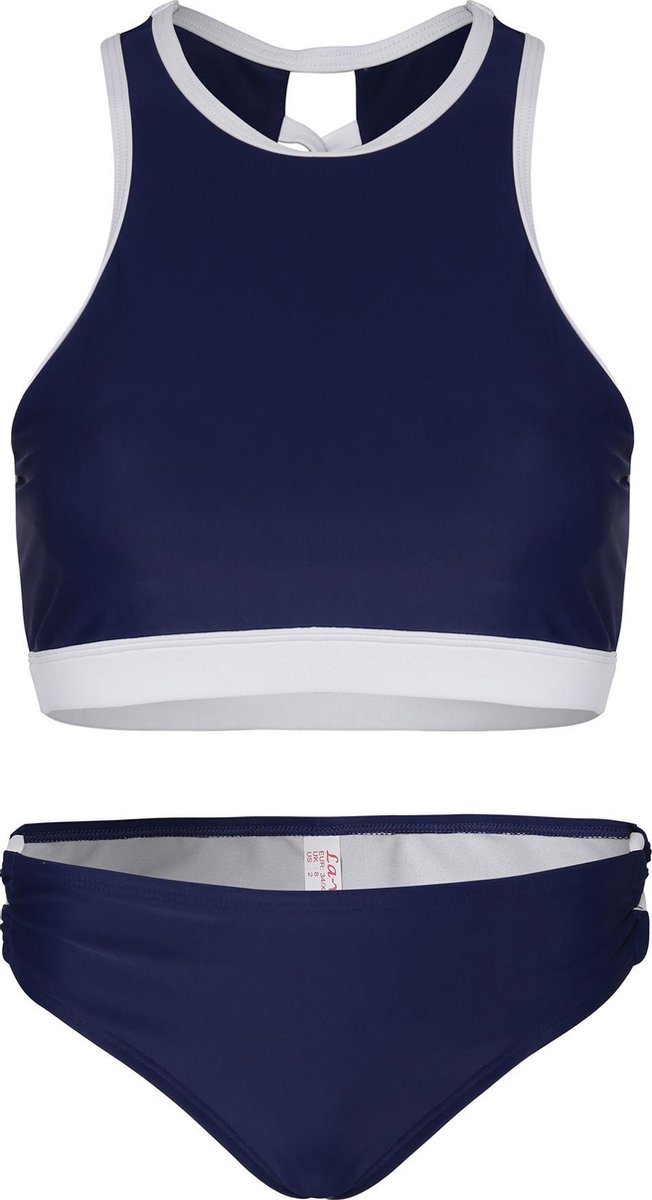 La V Bikini sport met gevlochten detail- Navy 152-158
