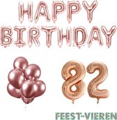 82 jaar Verjaardag Versiering Ballon Pakket Rosé Goud
