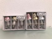 Kersthangers - paddenstoelen - roze goud en zilver - grote en kleine versie - twee stuks per kleur