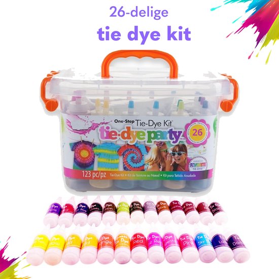Tie Dye Kit - Tie Dye Set - Tie Dye - 26 kleuren voordeelpakket - 30 ML per kleur - 10 - handschoenen -