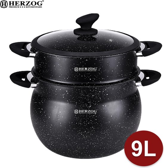Herzog 9L Aluminium Stone Coating Couscous Pot