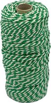 Corde de cuisson, corde de boucher, corde de décoration (coton, vert-blanc 100 grammes, environ 80 mètres)
