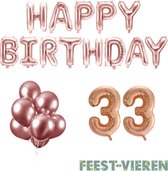 33 jaar Verjaardag Versiering Ballon Pakket Rosé Goud